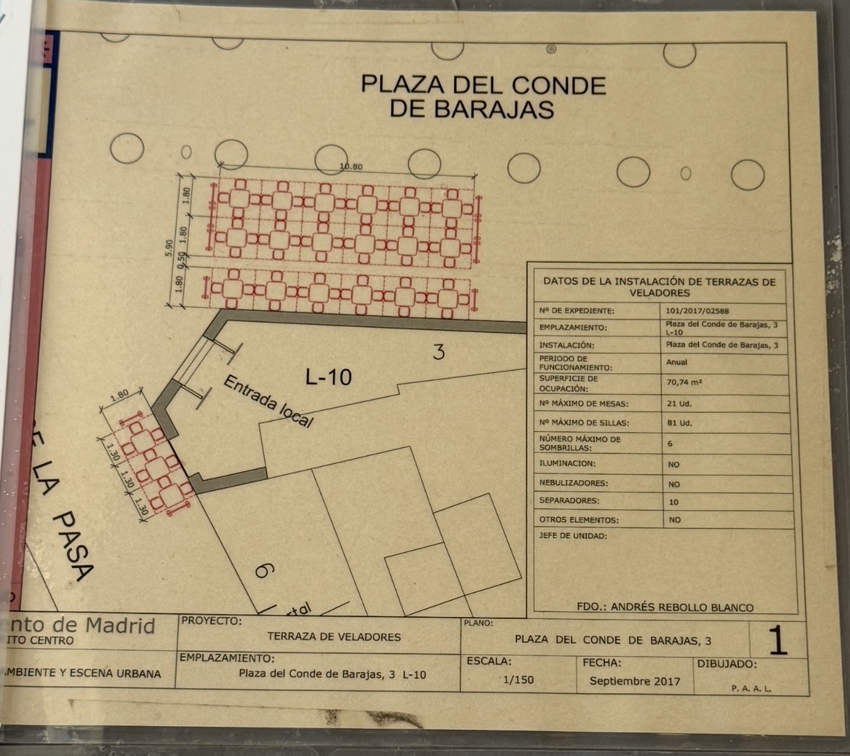 Plano de la terraza autorizada