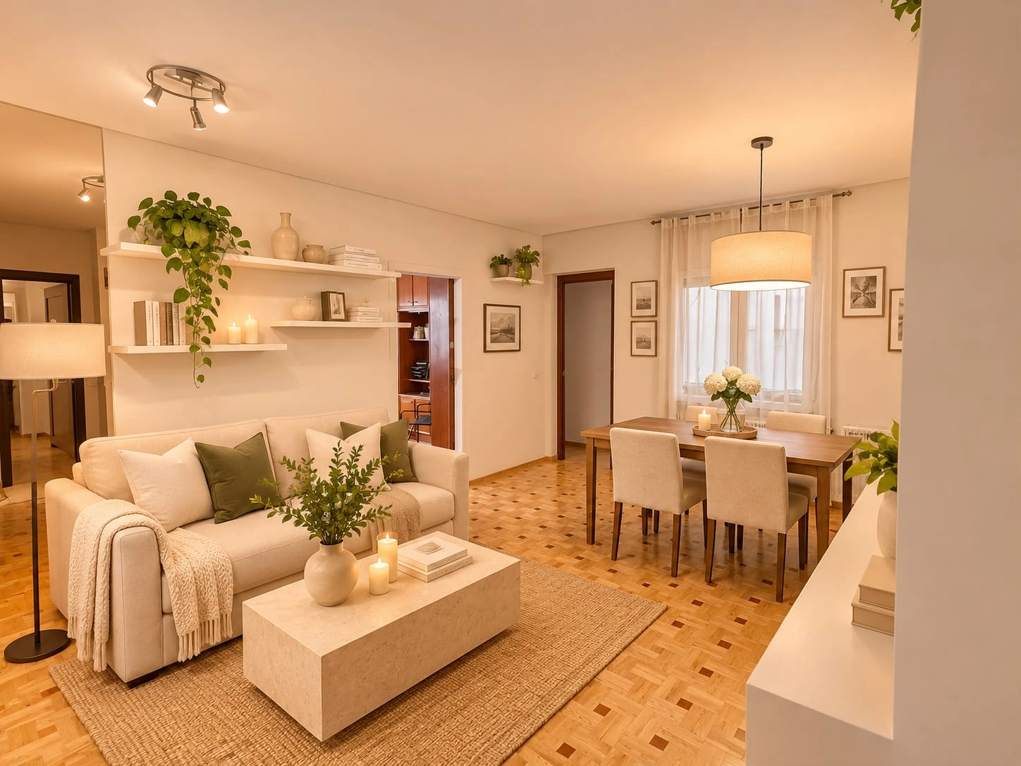 Virtual staging: Living and dining room, second view